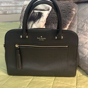 kate spade Black Pebbled Leather Tassel Satchel
